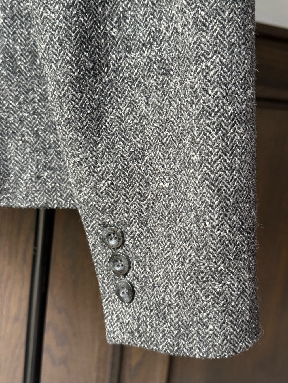 LL Bean Vintage Wool Silk Herringbone Blazer led petite - Picture 6 of 9